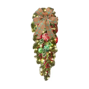 Коледна украса, венец от мъртвите клони, венци от сухи цветя, led Коледен венец, пресни венец за входната врата - Изображение 2  