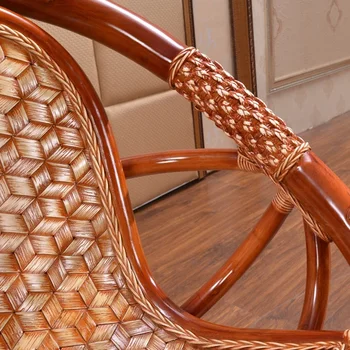 Ротанговый стол за тераси, състоящ се от три части, Комбиниран масичка и стол, Ротанговый Въртящи Мързелив бамбуков стол - Изображение 2  