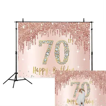 Фон банер с 70-годишнината от Рождението на, Декорация на партита, Дамски аксесоари от розово Злато, Розов Фон на плакат на 70-годишнината от Фотобудка, Аксесоари - Изображение 2  
