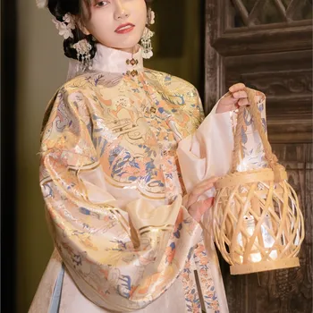 Планк с яка-часова брокат на династията Мин, къса яке, имитация на грим, пола с цветен модел конски муцуни - Изображение 2  