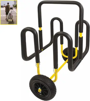 Количка за транспортиране SUP с безвоздушными колела, Титуляр / Количка за 2-те стоящи дъски за паддла и сърф, жълт (22-9934) - Изображение 1  