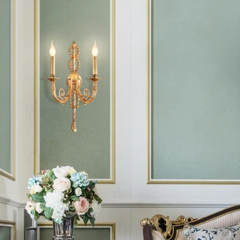 Френски стенен лампа DINGFAN хлебна мед за всекидневната, вила в европейски стил, Луксозен ресторант, двуглавият лампа за спални хотела - Изображение 2  