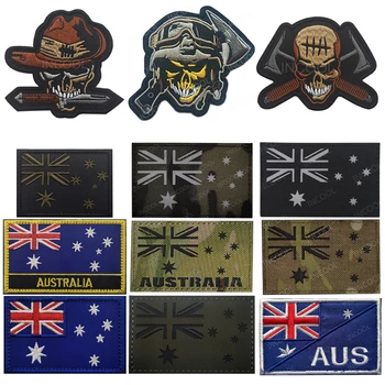 Австралия, Нова Зеландия, Самоа Гуам Океания Австралийски флаг Бродирани IR светоотражающей Гума Военна стикер Ивици под формата на шевронов - Изображение 1  