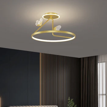 Модерен минималистичен led тавана лампа Полилей за спалня Хол Кухня, коридор Черно Злато висящи тела, Декоративно осветление - Изображение 1  