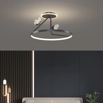 Модерен минималистичен led тавана лампа Полилей за спалня Хол Кухня, коридор Черно Злато висящи тела, Декоративно осветление - Изображение 2  