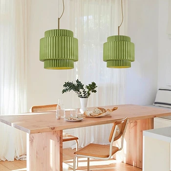 Керамична окачена лампа на Nikolai Дизайнерски крем смола, бяло-зелена лампа, нощно шкафче за трапезария, спални, лампа за украса на кафе - Изображение 1  