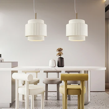 Керамична окачена лампа на Nikolai Дизайнерски крем смола, бяло-зелена лампа, нощно шкафче за трапезария, спални, лампа за украса на кафе - Изображение 2  