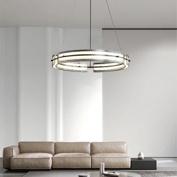 Италиански минималистичен модерен прост окачен лампа за дневна, трапезария и кръгла led лампа от скандинавския стъкло, изцяло медна спалня, начало лампа - Изображение 2  