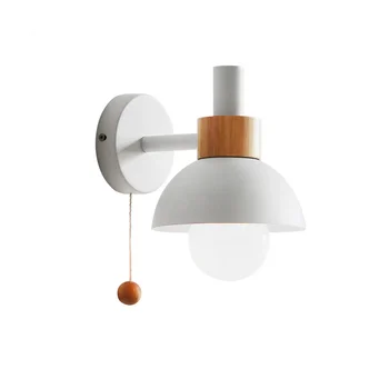 Лампа за Преминаване На Верандата Хола В Скандинавски Минималистичном Стил, Съвременната Нощна лампа За спални, монтиран на стената лампа Macaron (Бял) - Изображение 1  
