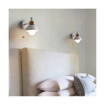Лампа за Преминаване На Верандата Хола В Скандинавски Минималистичном Стил, Съвременната Нощна лампа За спални, монтиран на стената лампа Macaron (Бял) - Изображение 2  