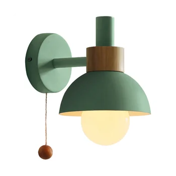 Лампа за преминаване на верандата в хола, Скандинавски минимализъм, Съвременната Нощна лампа за спални, монтиран на стената лампа Macaron (зелен) - Изображение 1  