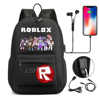 Горещ раница за колеж ROBLOX висока мощност, черна училищна чанта за момичета и момчета, лаптоп, студентски мода, чанти и калъфи за книги за пътуване ROBLOX - Изображение 1  