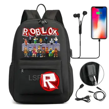 Горещ раница за колеж ROBLOX висока мощност, черна училищна чанта за момичета и момчета, лаптоп, студентски мода, чанти и калъфи за книги за пътуване ROBLOX - Изображение 2  