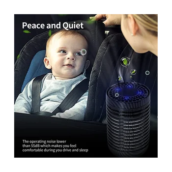 Автомобилен Пречиствател на въздуха, за Пречистване на въздух за Автомобил с H13 True HEPA Филтър за Дим, Прах, Мини Портативен Пречиствател на Въздуха в Зелен Цвят - Изображение 2  