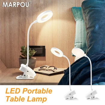 MARPOU 360 ° Гъвкава светодиодна настолна USB лампа Акумулаторна Настолна Лампа С клипсой за затъмняване на яркостта Защита на очите USB Акумулаторна Легло - Изображение 1  
