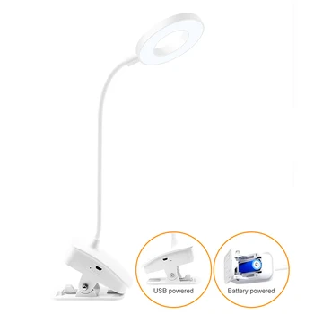 MARPOU 360 ° Гъвкава светодиодна настолна USB лампа Акумулаторна Настолна Лампа С клипсой за затъмняване на яркостта Защита на очите USB Акумулаторна Легло - Изображение 2  