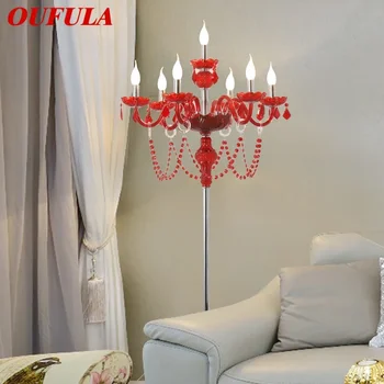 OUFULA Европейския Червен Стил Кристална под лампа Луксозен Хотел Бална Зала Сватбена Свещ Украса Лампи Дневна Спалня Вила - Изображение 1  