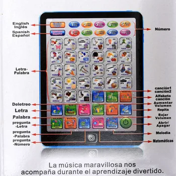 Английски испански Мини-таблет компютър модул за обучение за децата от най-ранна възраст, многофункционална машина за четене на очила, детски играчки за подарък - Изображение 1  