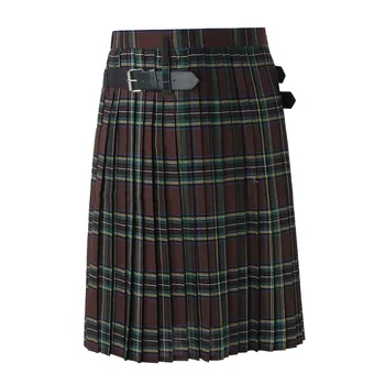 Мъжки клетчатая плиссированная пола, шотландски традиционния модерен костюм, пола, за сценичното представяне, ежедневна пола в шотландски стил ретро - Изображение 2  