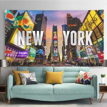 Гоблен с изглед към улицата в Ню Йорк, стенен гоблен в американски стил, стенен декор с гледката, 6 размери - Изображение 1  