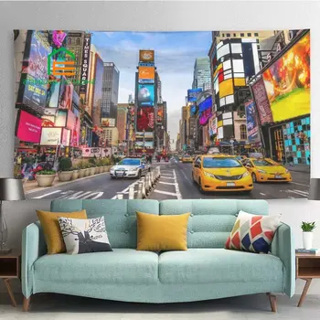 Гоблен с изглед към улицата в Ню Йорк, стенен гоблен в американски стил, стенен декор с гледката, 6 размери - Изображение 2  
