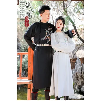 Оригинален халат Hanfu с кръгло деколте и бродерия в стил от Династията Мин С колан-За мъже и жени Двойка Hanfu в китайски стил Древен Cosplay Костюм - Изображение 1  