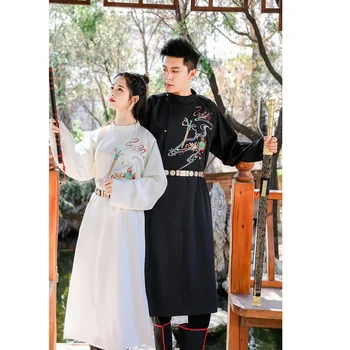 Оригинален халат Hanfu с кръгло деколте и бродерия в стил от Династията Мин С колан-За мъже и жени Двойка Hanfu в китайски стил Древен Cosplay Костюм - Изображение 2  