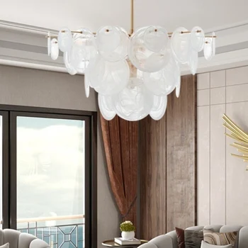 Таванна полилей в стил loft Луксозен дизайн хол Осветление хол Стълби стъклена led лампа, Окачена лампа за спални Полилей за кухни - Изображение 1  