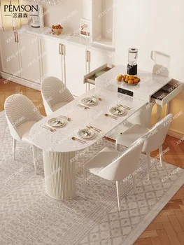 Разтегателен, маса за хранене с каменна печка и стол Вграден Многофункционален Кухненски остров полукръгла форма на мебелите за дневна - Изображение 2  